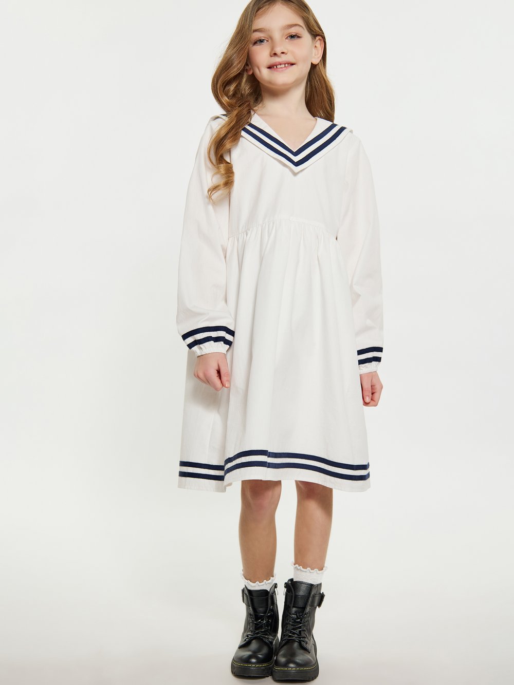 Dreimaster (Kids) Kleid Mädchen Baumwolle weiß, 128