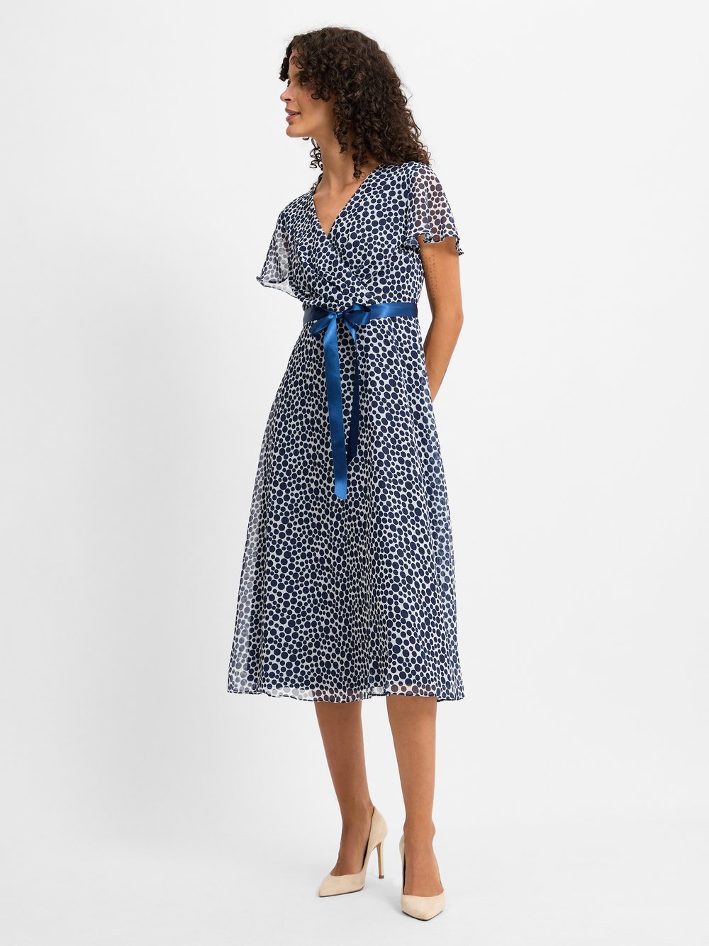 Paradi Kleid Damen blau gepunktet, 42