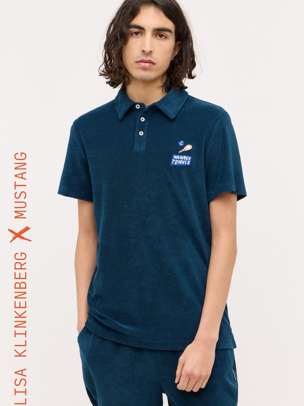 Mustang Polo Herren Baumwolle blau bedruckt, XXL