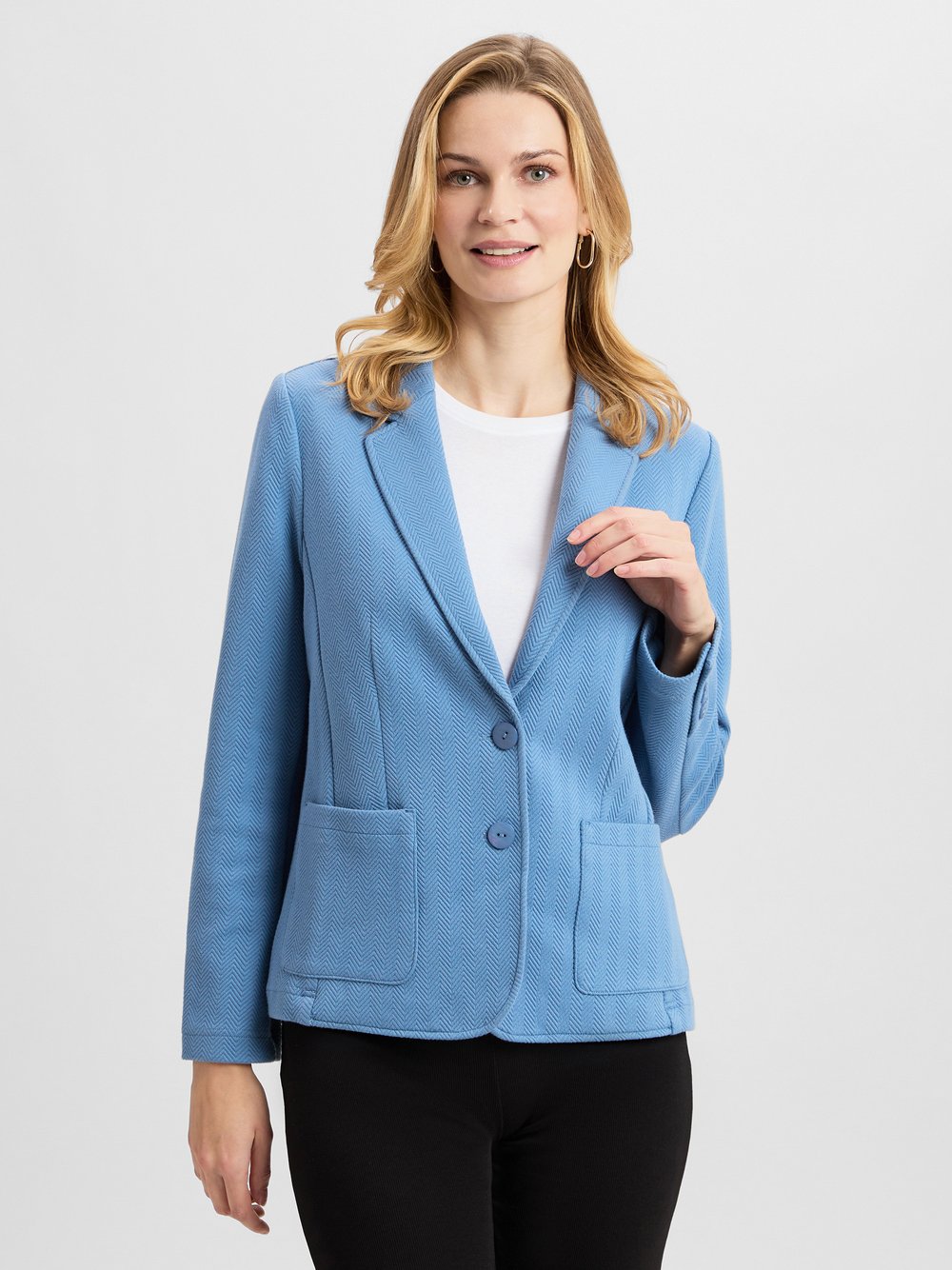 Olsen Blazer Damen Baumwolle blau strukturiert, 40