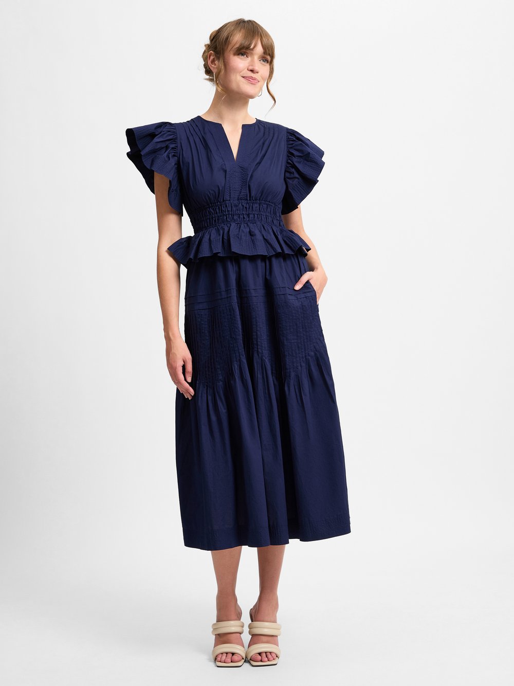 Marie Lund Kleid Damen Baumwolle blau, 42