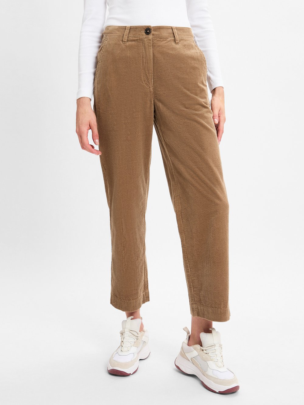 Marc O'Polo Hose Damen Baumwolle braun strukturiert, 36