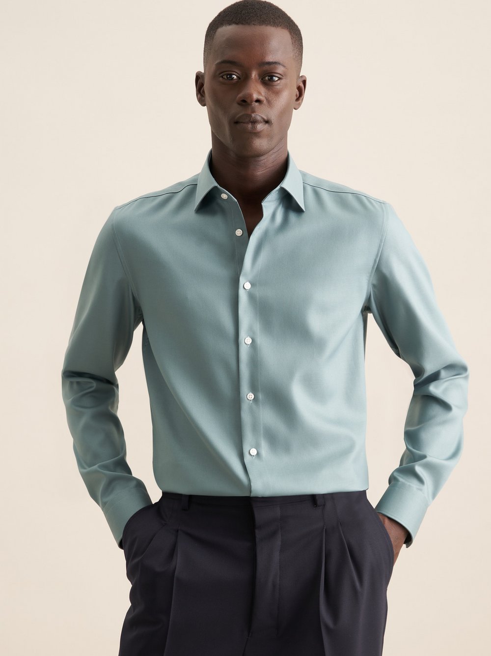 Seidensticker Business Hemd Herren Slim Fit Baumwolle grün, 39