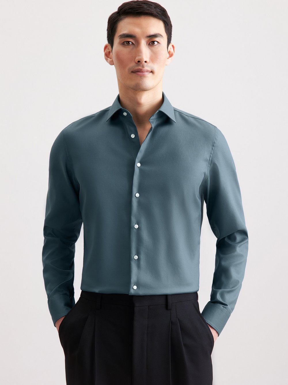 Thumbnail - Seidensticker Business Hemd Herren Slim Fit Baumwolle grün, 38