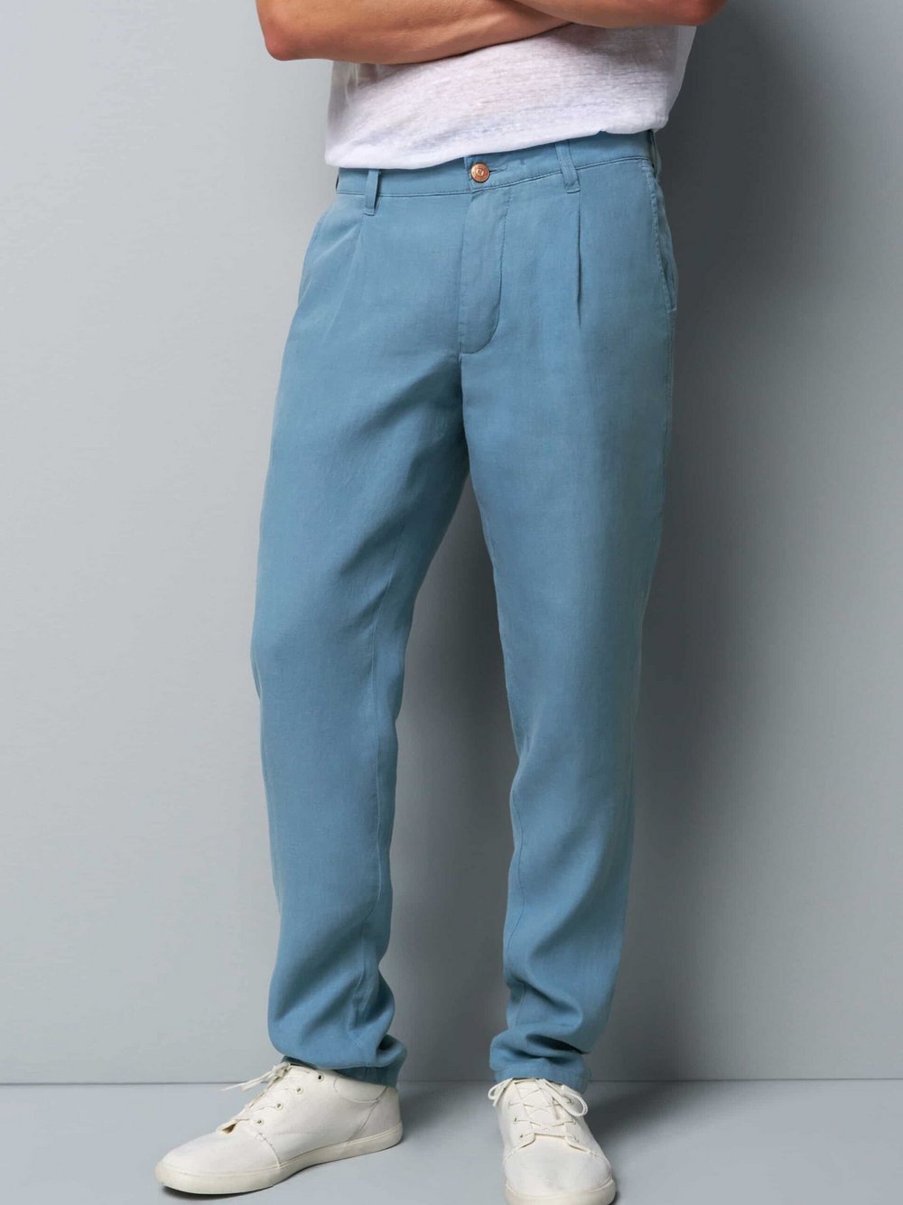 MEYER Chino Herren Leinen blau, 32-34