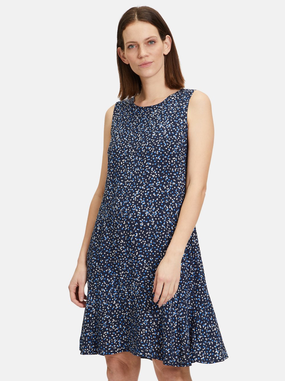 Betty & Co Casual-Kleid Damen Viskose blau gepunktet, 44