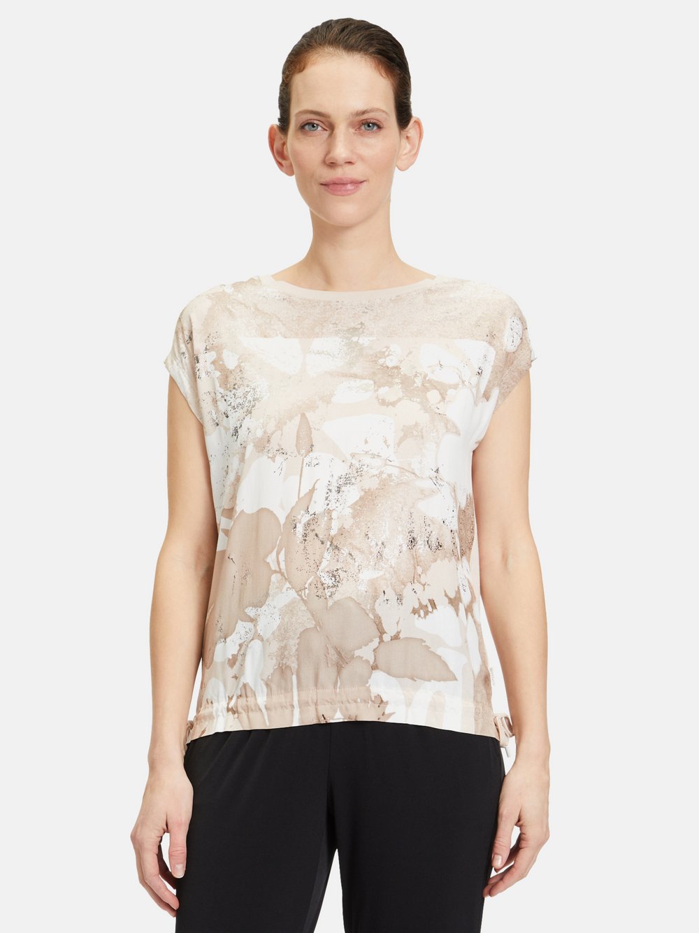 Betty & Co Patchwork-Shirt Damen Baumwolle beige gemustert, L