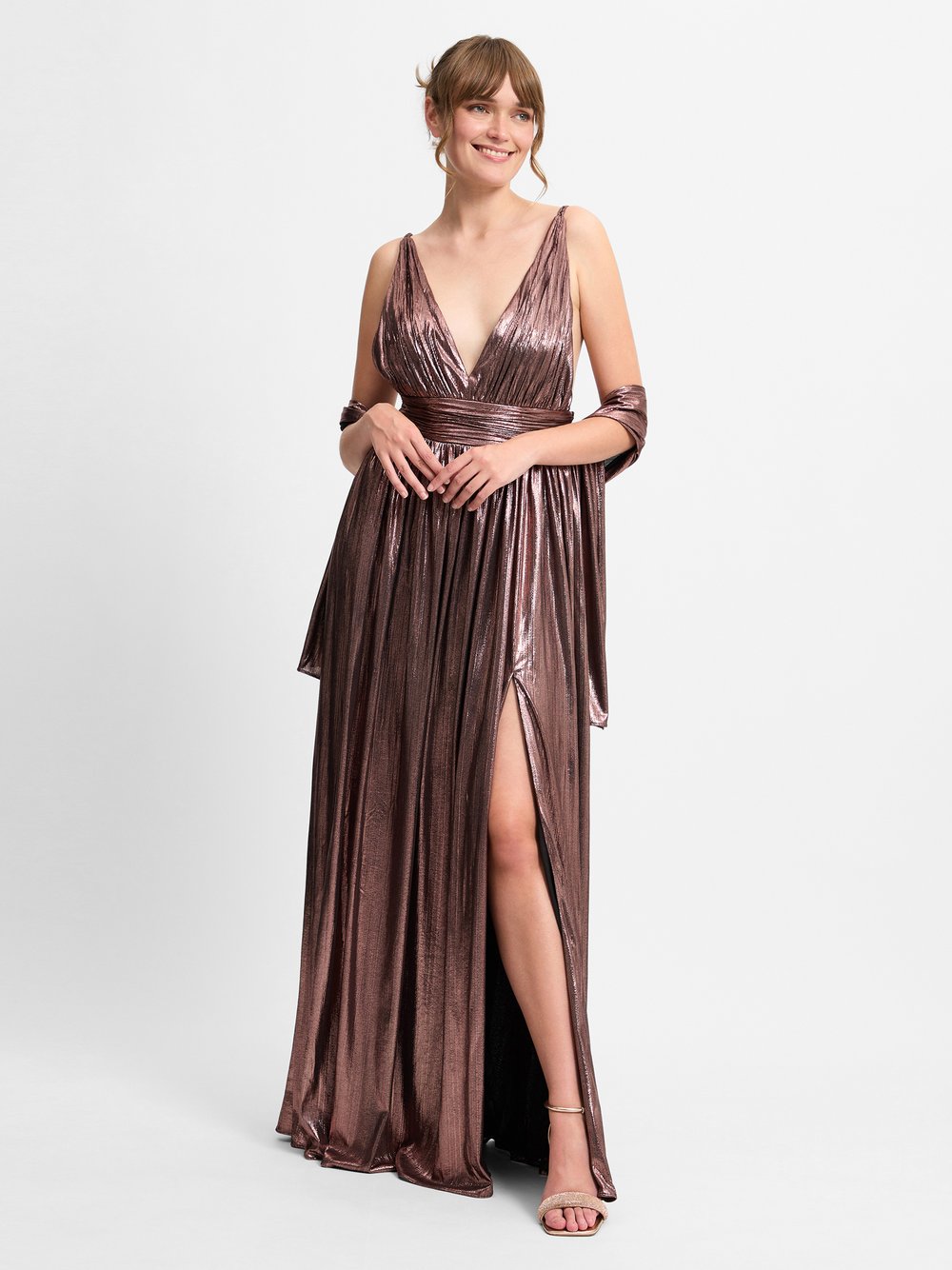 Unique Abendkleid mit Stola Damen roségold, 34