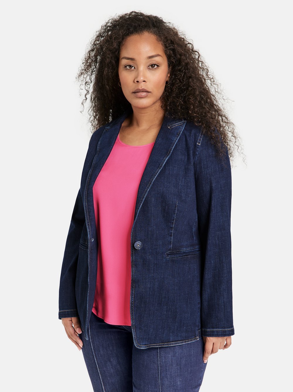 Samoon Blazer Damen Baumwolle blau, 54