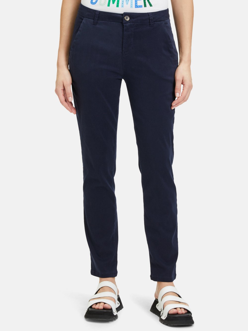 Cartoon Chino-Hose Damen Baumwolle blau, 36