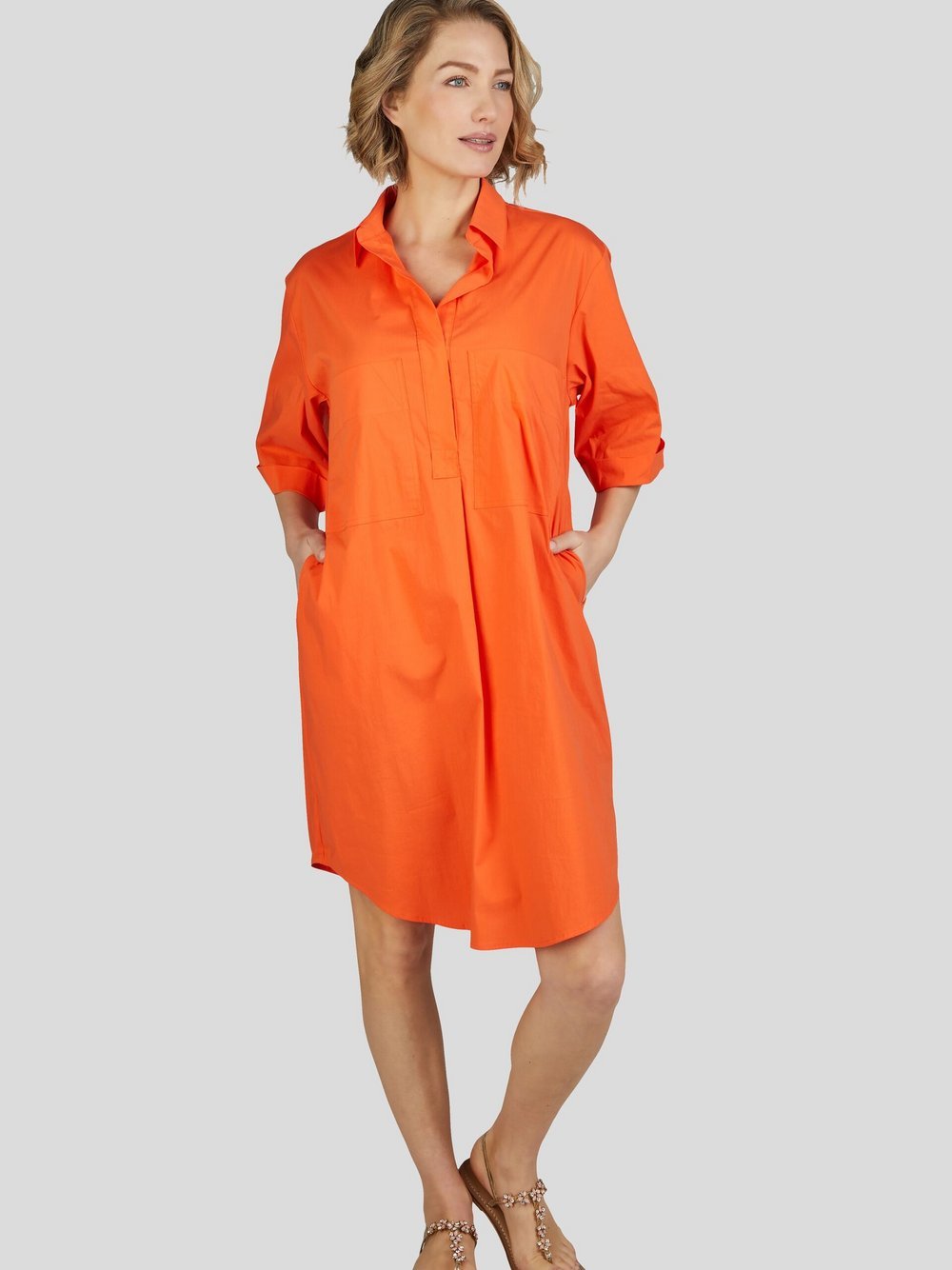 White Label Blusenkleid Damen Baumwolle orange, 46