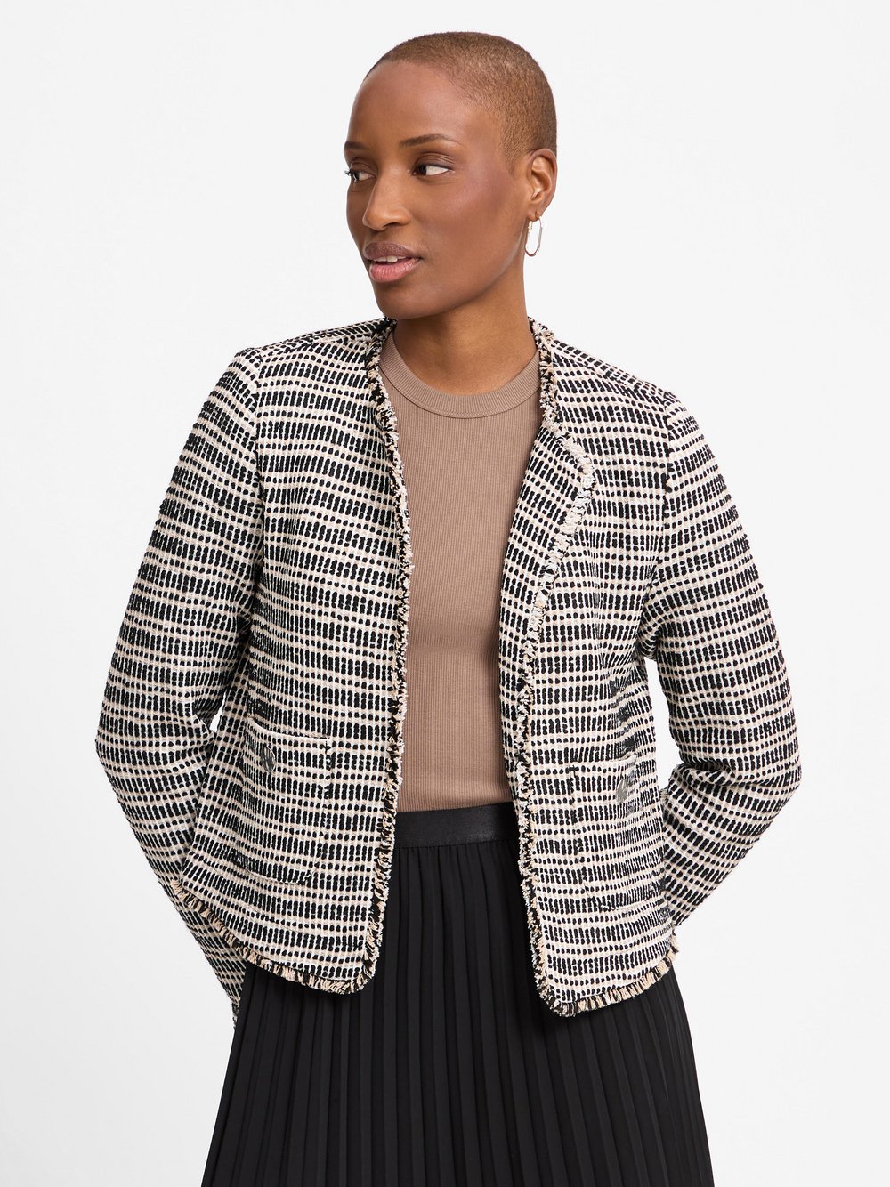 s.Oliver BLACK LABEL Blazer Damen Boucle mehrfarbig gestreift, 46