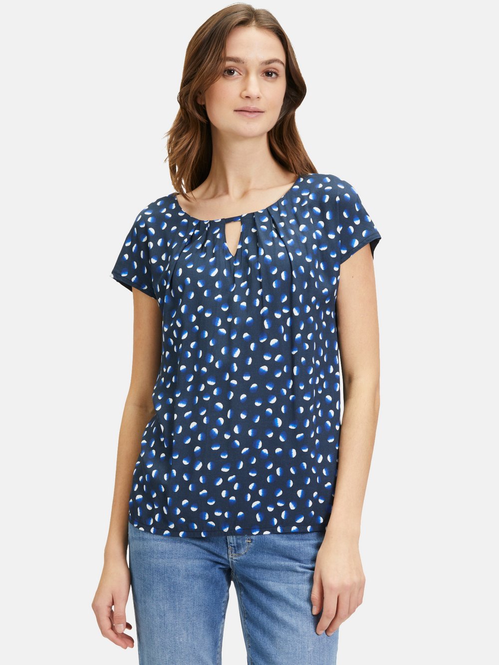 Betty & Co Blusenshirt Damen Viskose blau gepunktet, M