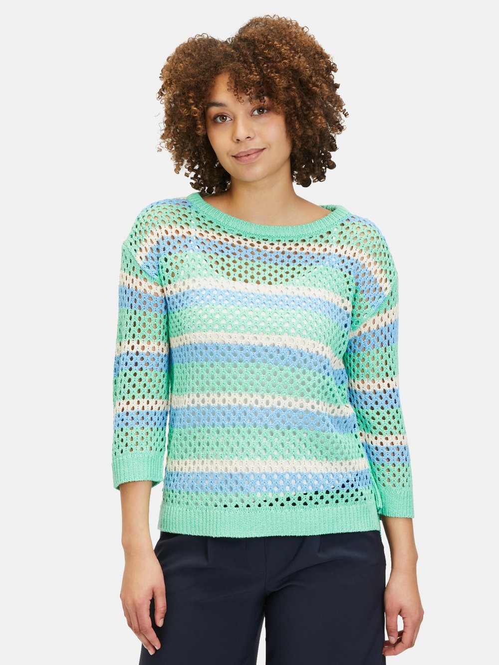 Betty Barclay Grobstrick-Pullover Damen grün gemustert, 38