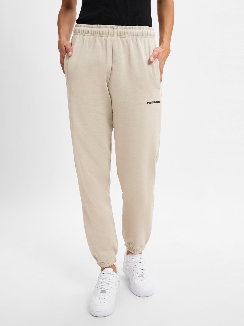 PEGADOR Jogginghose Damen Baumwolle beige, M