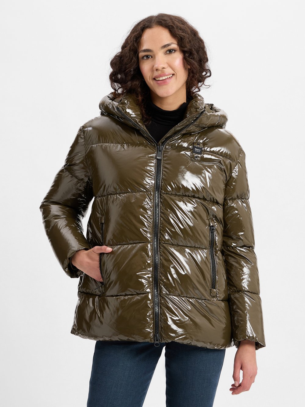 Blauer Steppjacke Damen Polyamid grün, L