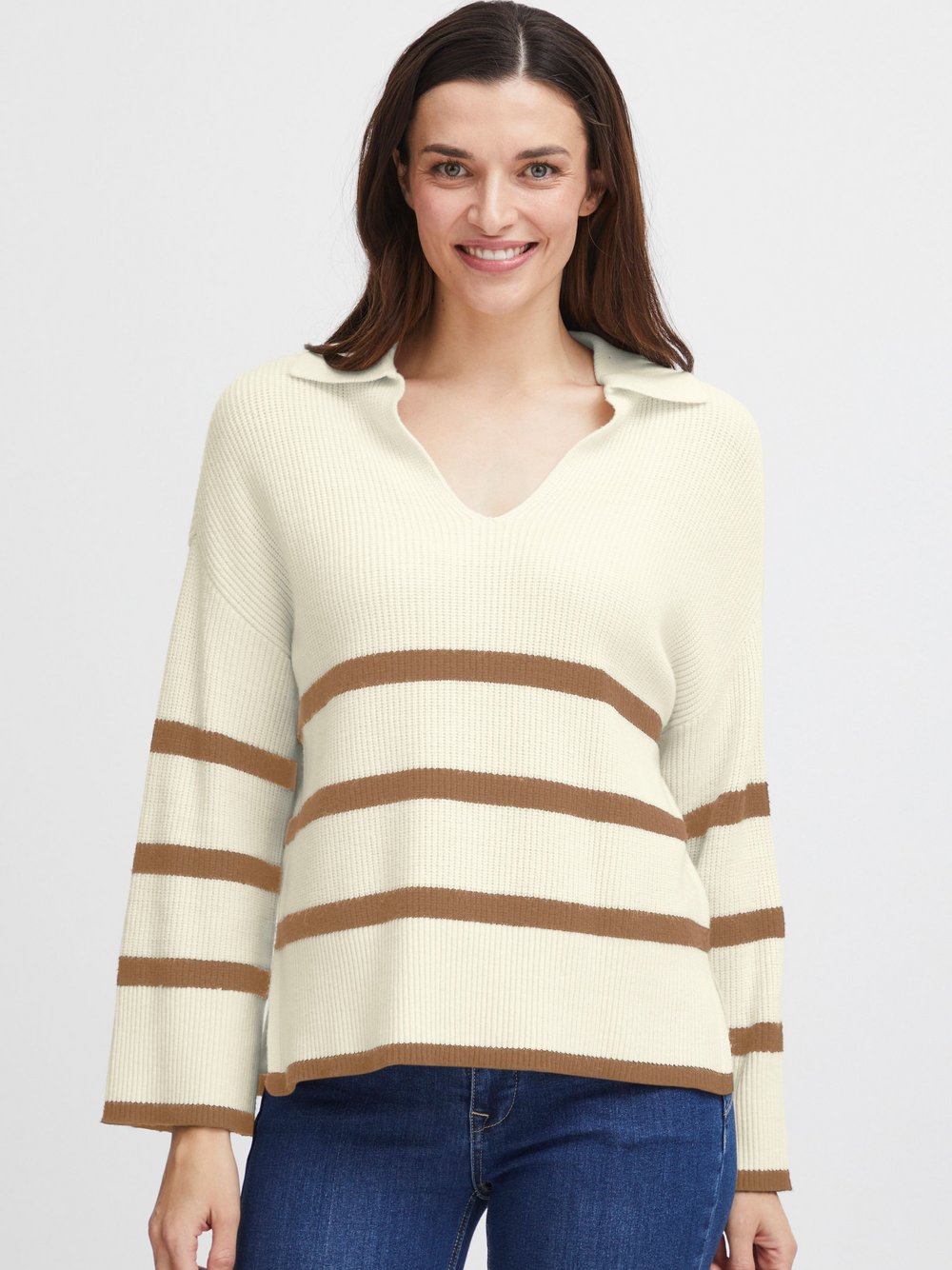 fransa Strickpullover Damen braun gestreift, XXL