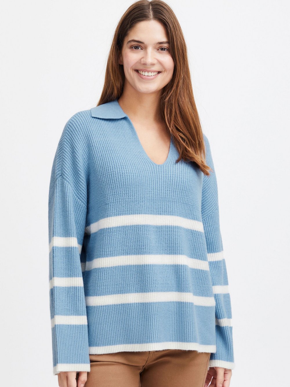 fransa Strickpullover Damen blau gestreift, XXL