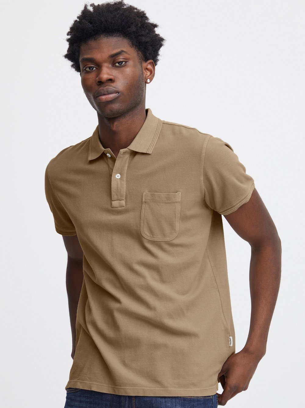 BLEND Poloshirt Herren Baumwolle beige, M