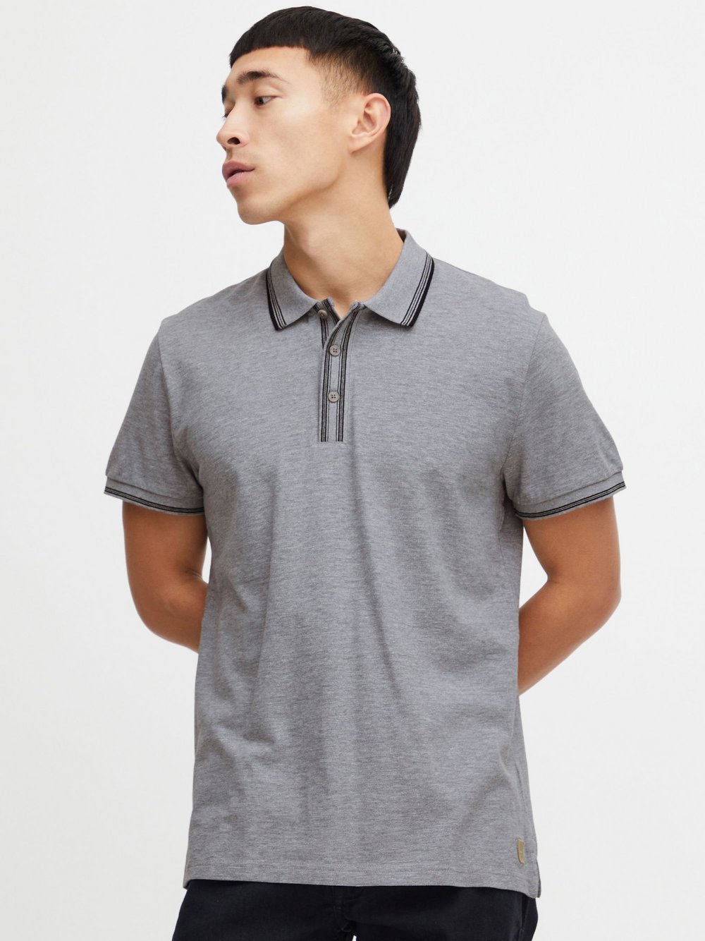 BLEND Poloshirt Herren Baumwolle grau, L