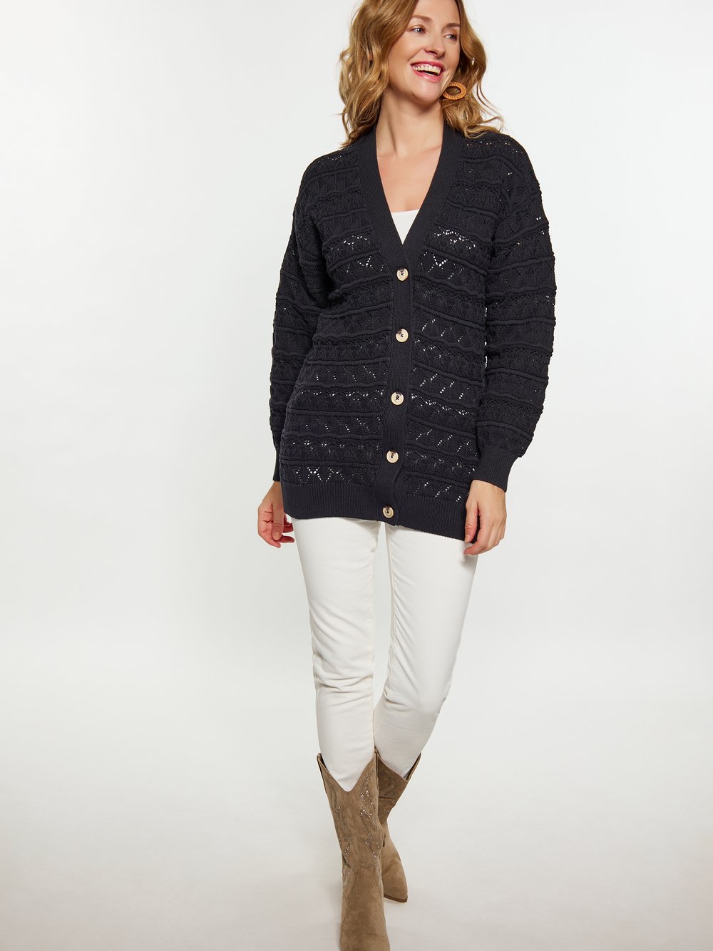 Usha Cardigan Damen Baumwolle schwarz, S