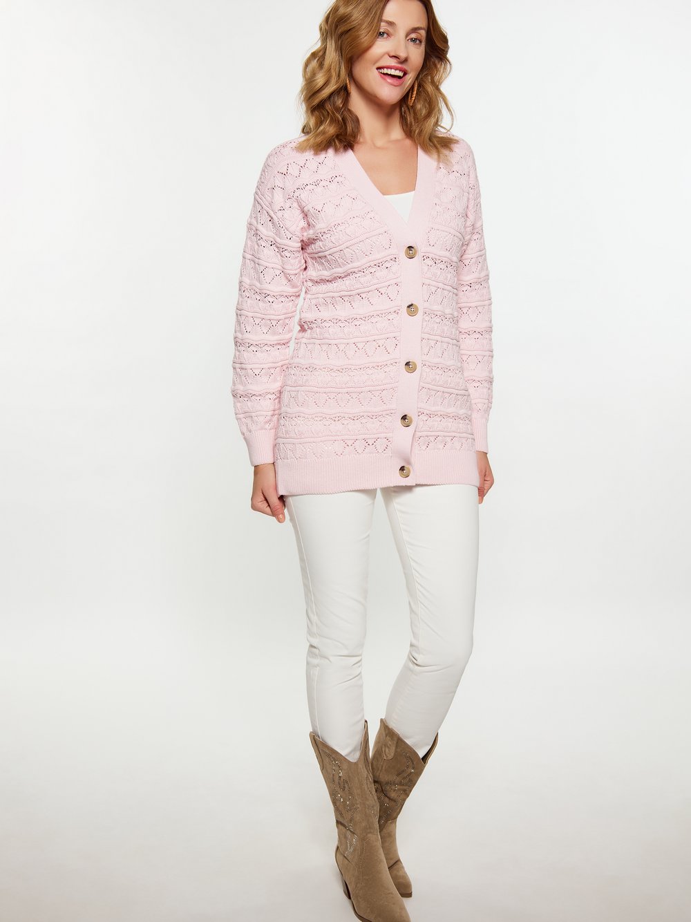 Usha Cardigan Damen Baumwolle rosa, XXL