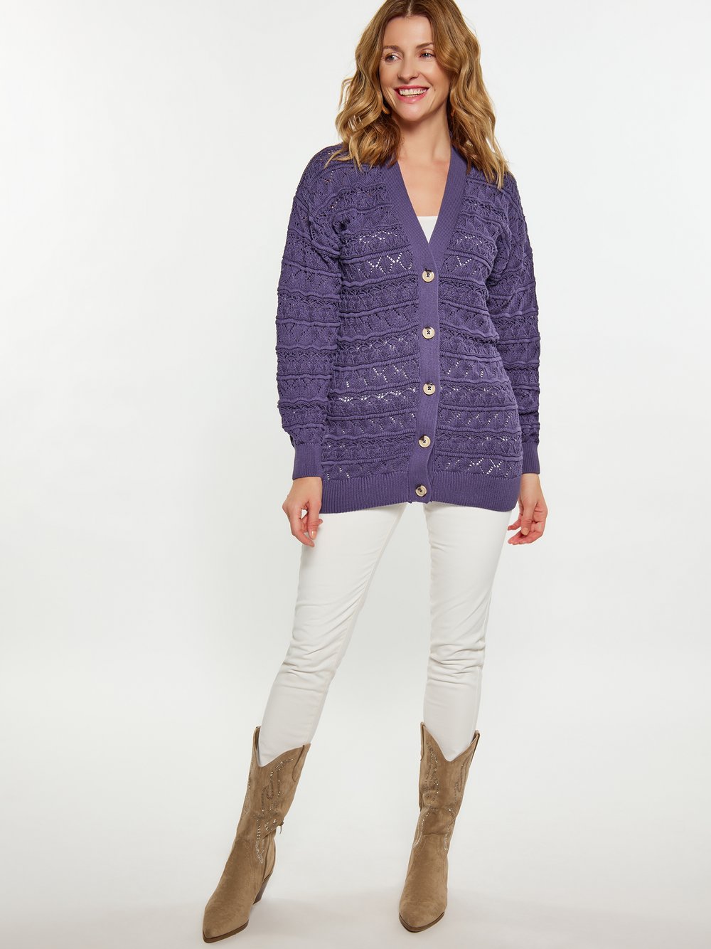 Usha Cardigan Damen Baumwolle lila, S