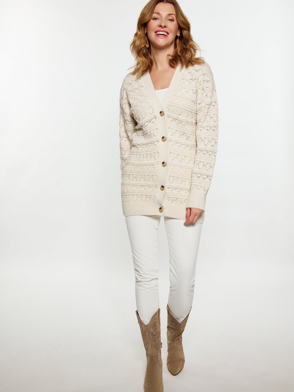 Usha Cardigan Damen Baumwolle beige, S