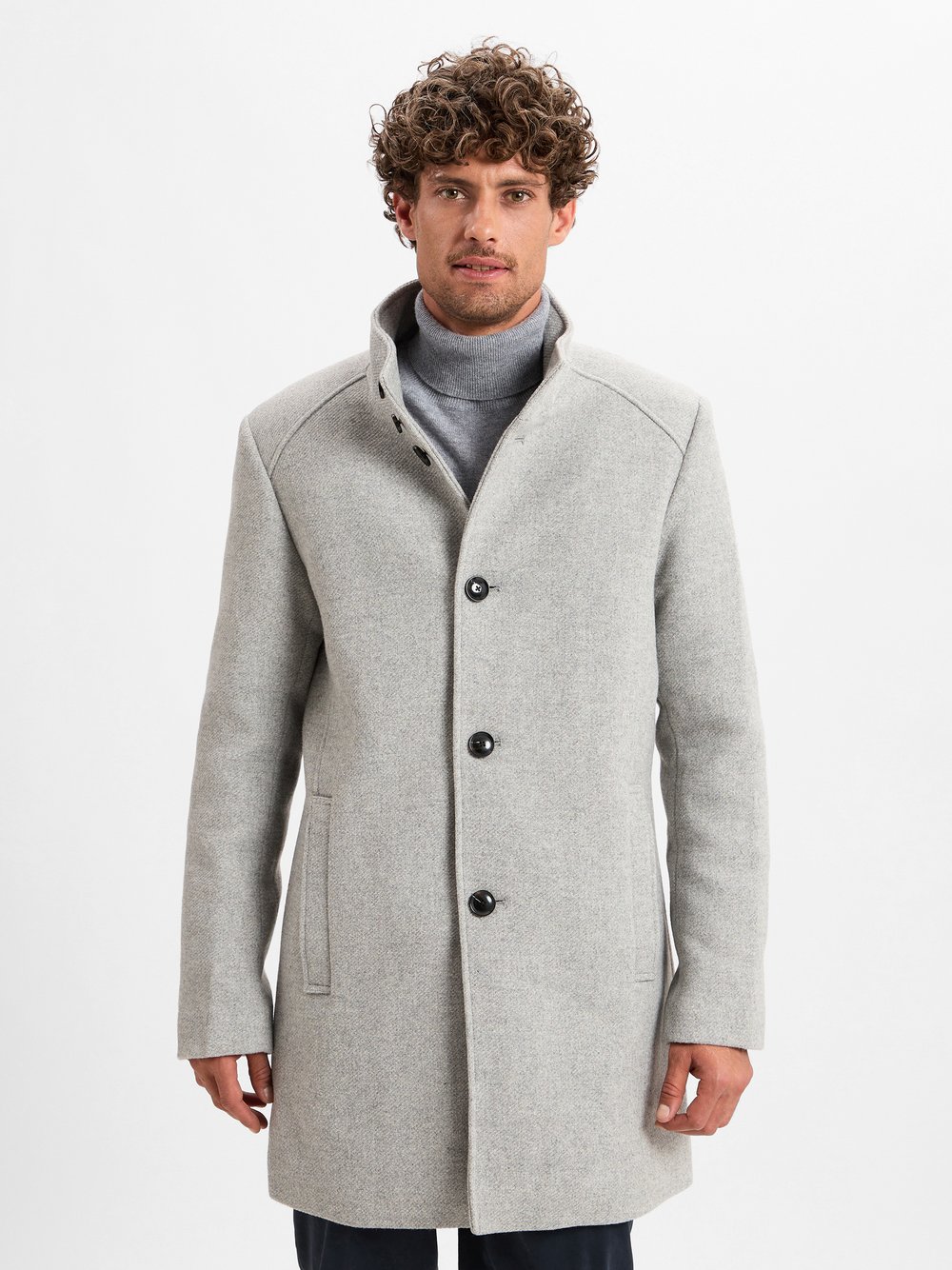 Finshley & Harding Wollmantel Herren silber, 58