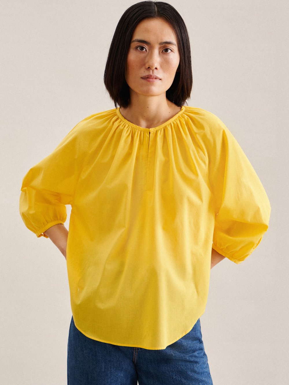 Seidensticker Shirtbluse Damen Baumwolle gelb, 42