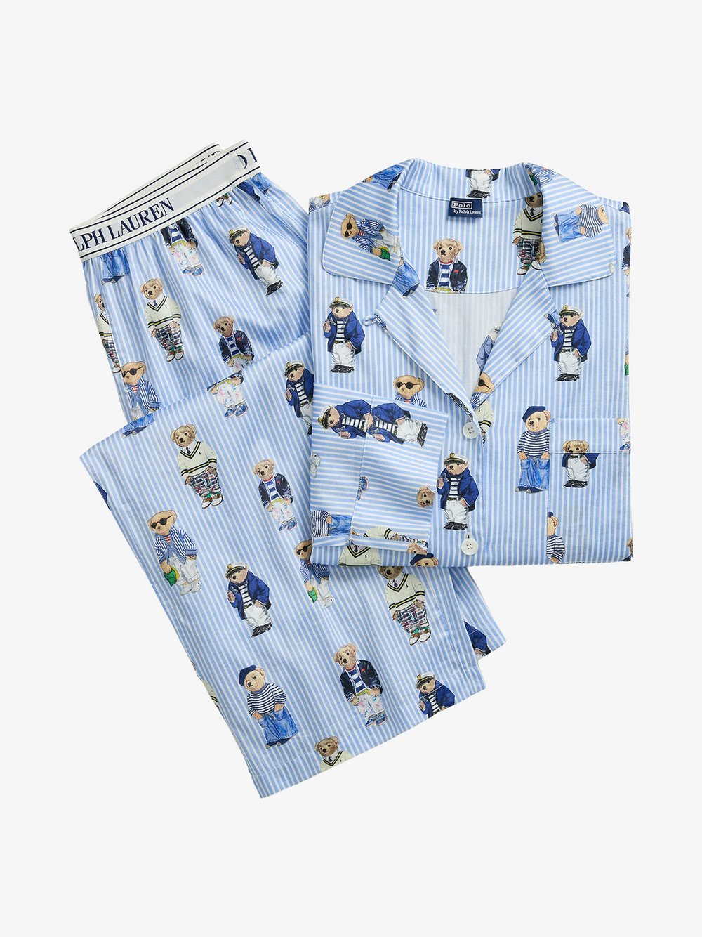 Polo Ralph Lauren Pyjama  Damen Baumwolle blau gestreift, XXL
