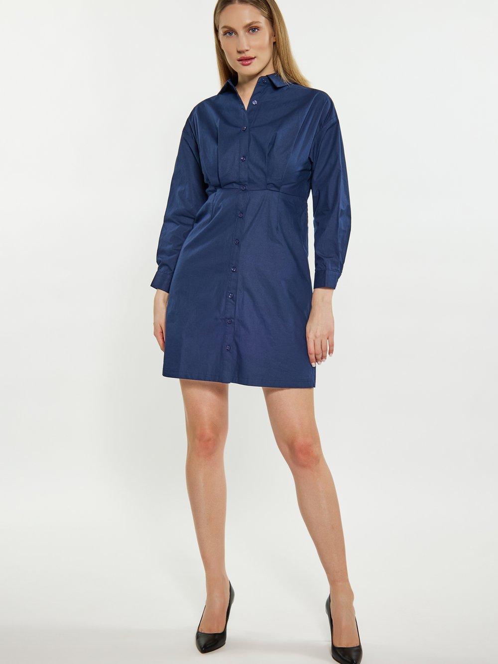 Dreimaster Kleid Damen Baumwolle blau, XS