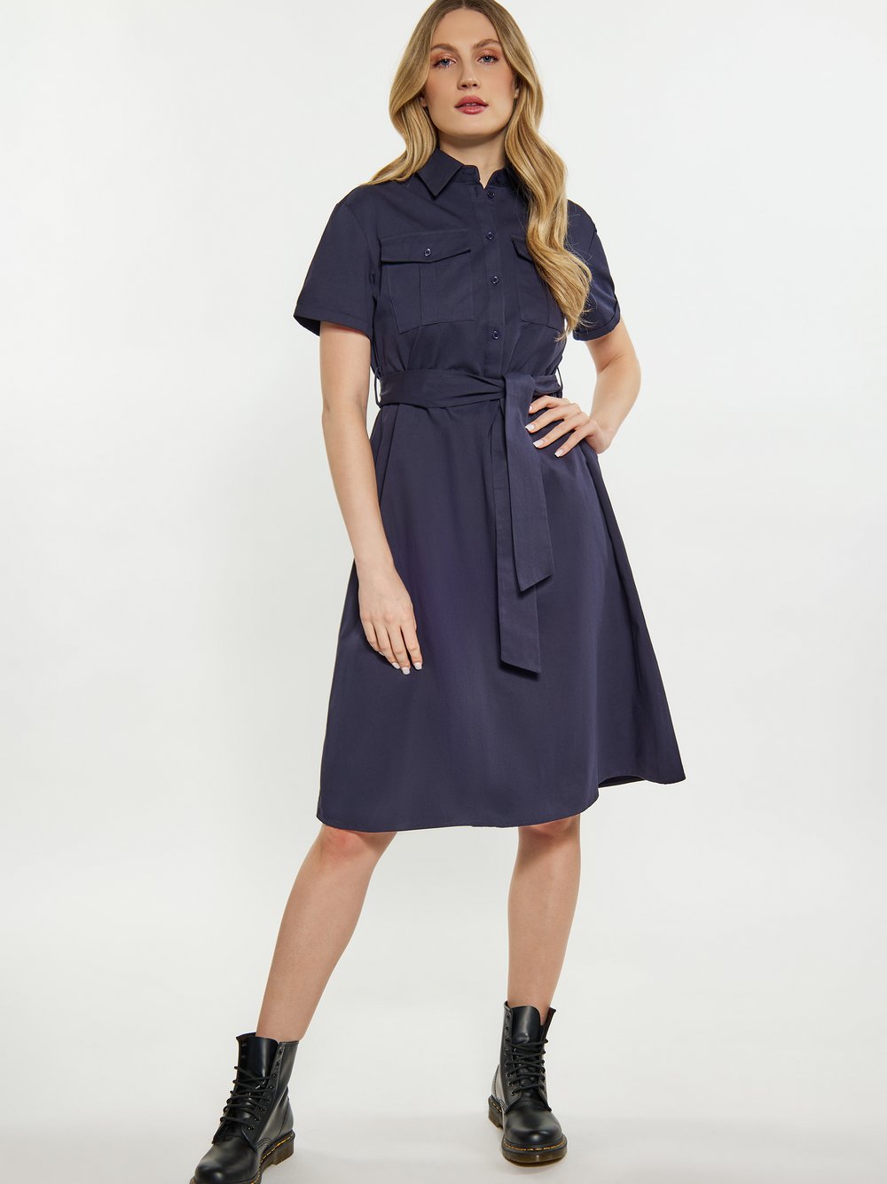 Dreimaster Kleid Damen Baumwolle blau, XL