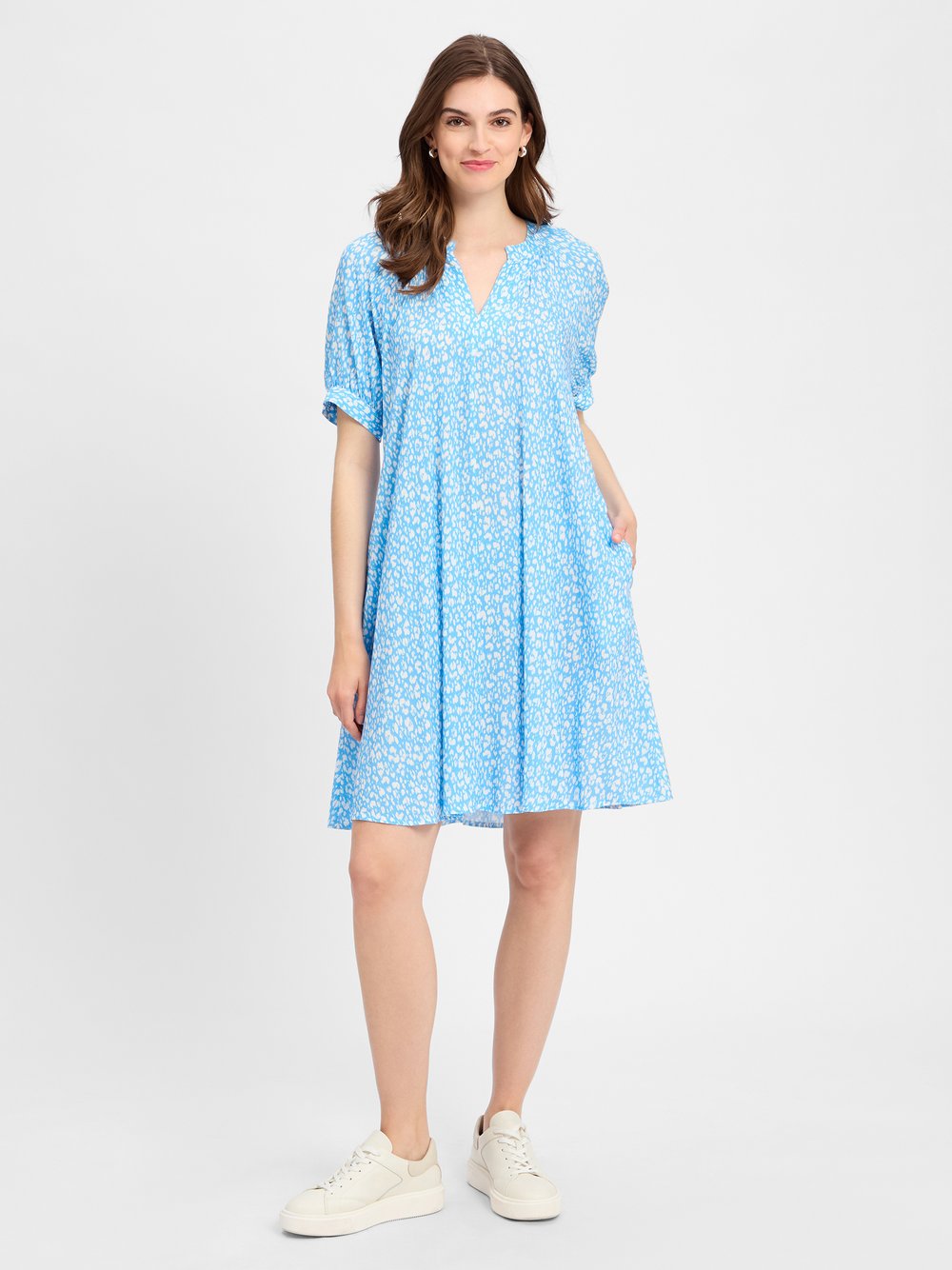 Marie Lund Kleid Damen Viskose blau gemustert, 34