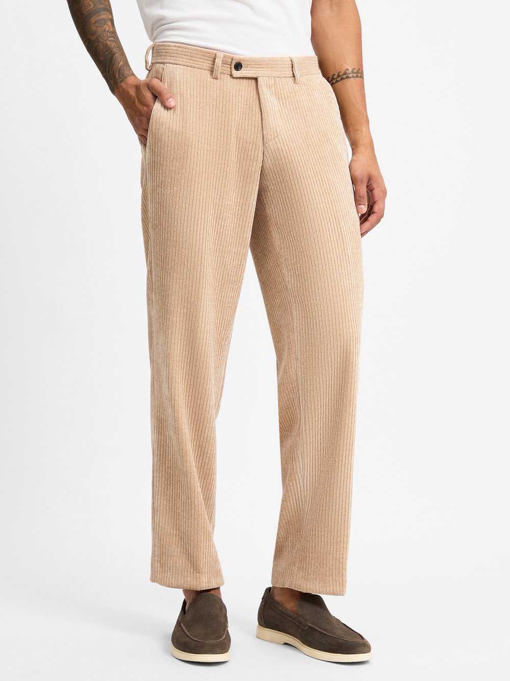 Finshley & Harding London Baukasten-Hose Herren Comfort Fit beige, 50