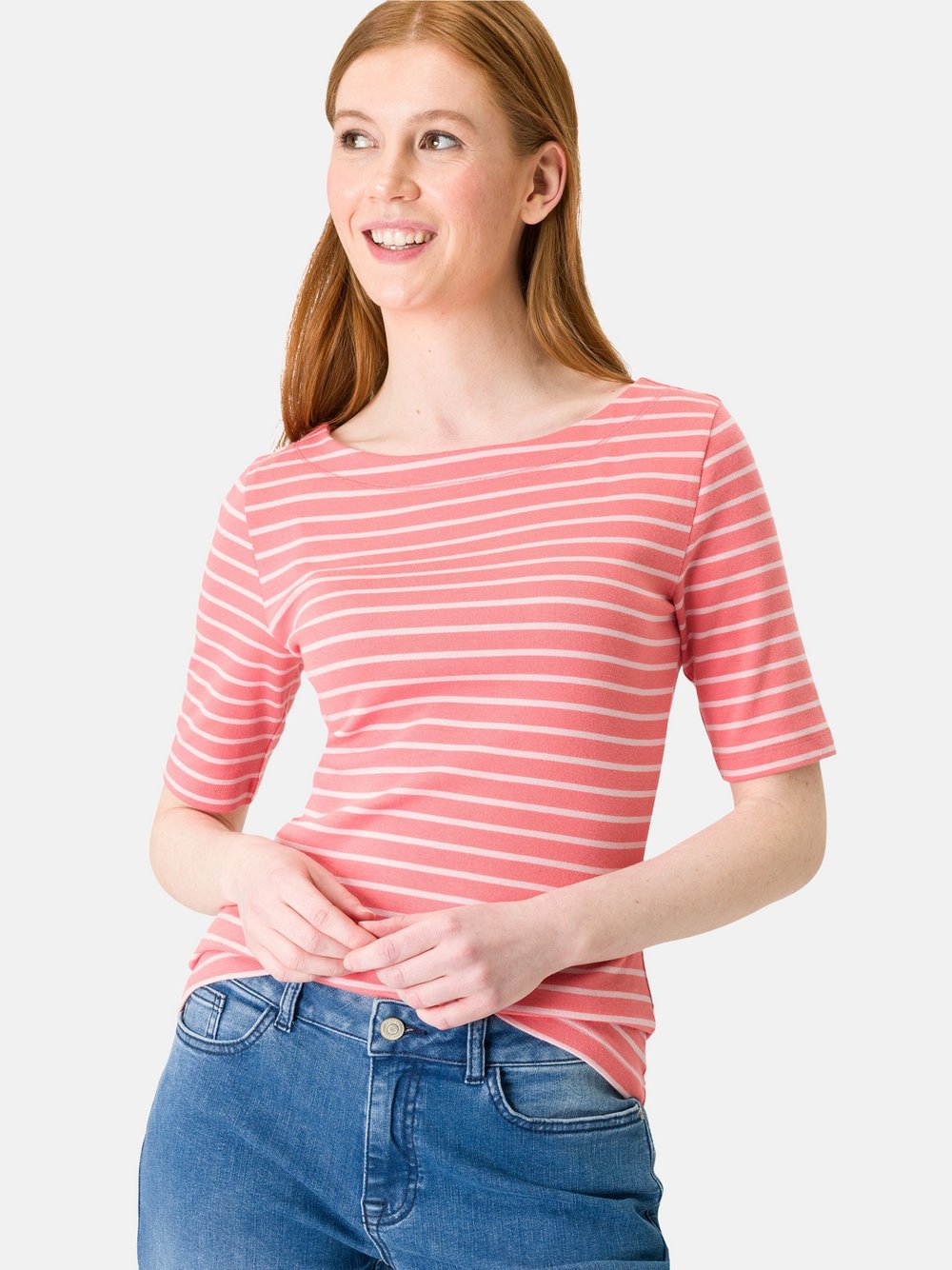 zero Shirt Damen Baumwolle rosa gestreift, 40