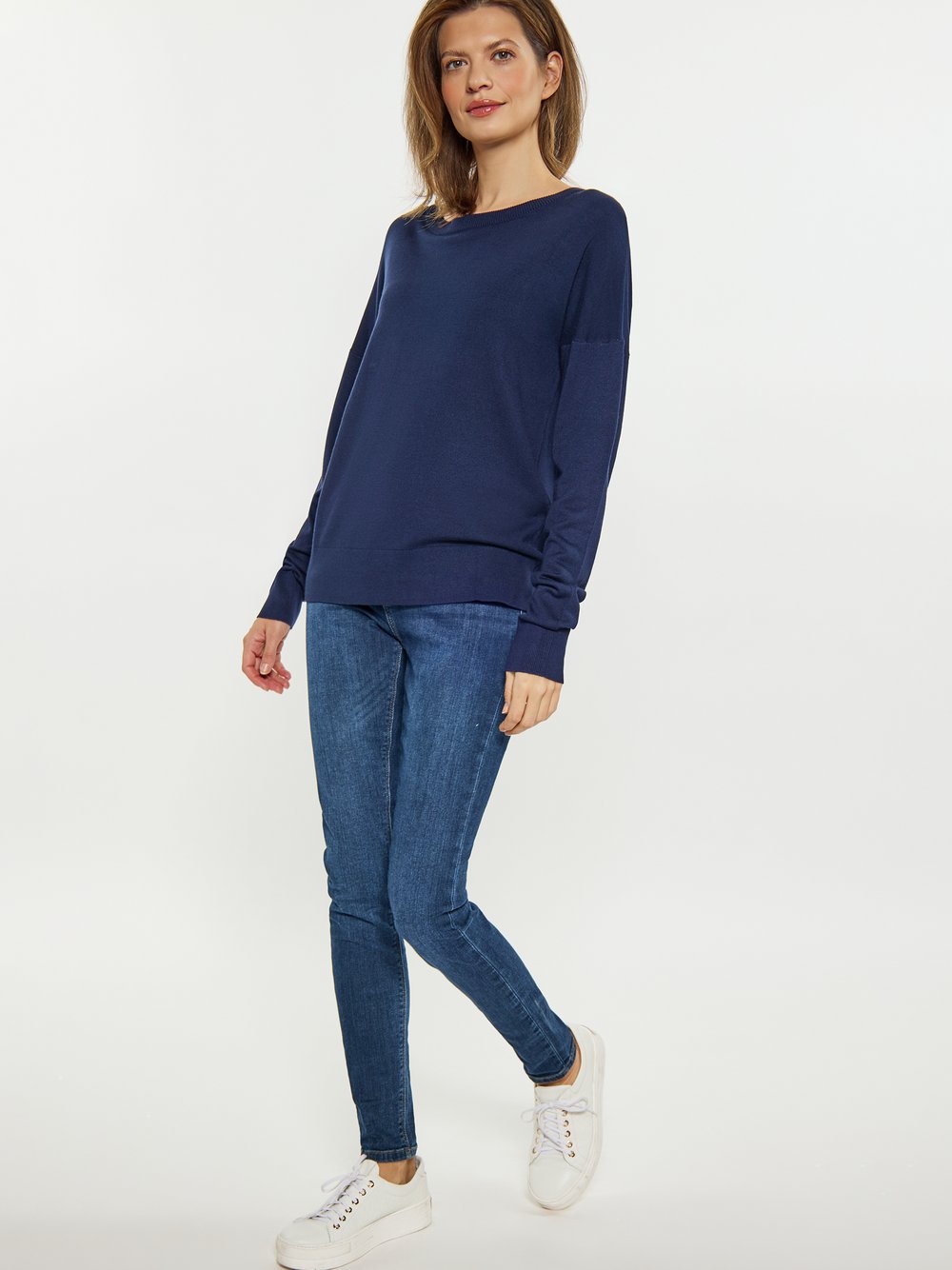 Usha Pullover Damen Viskose blau gestreift, XXL