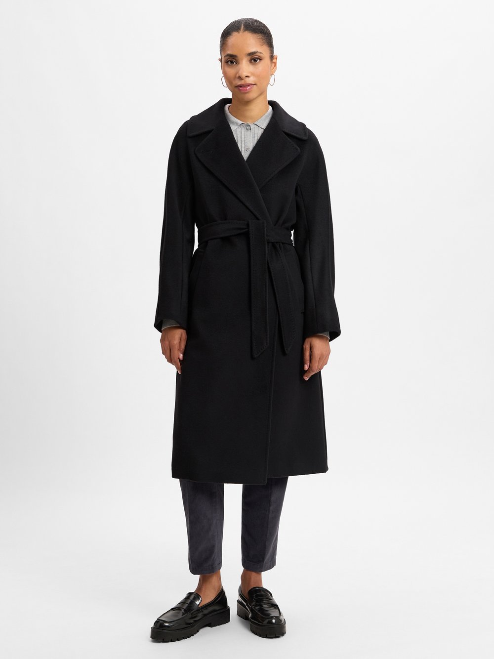 Weekend Max Mara Wollmantel Damen Schurwolle schwarz, 42