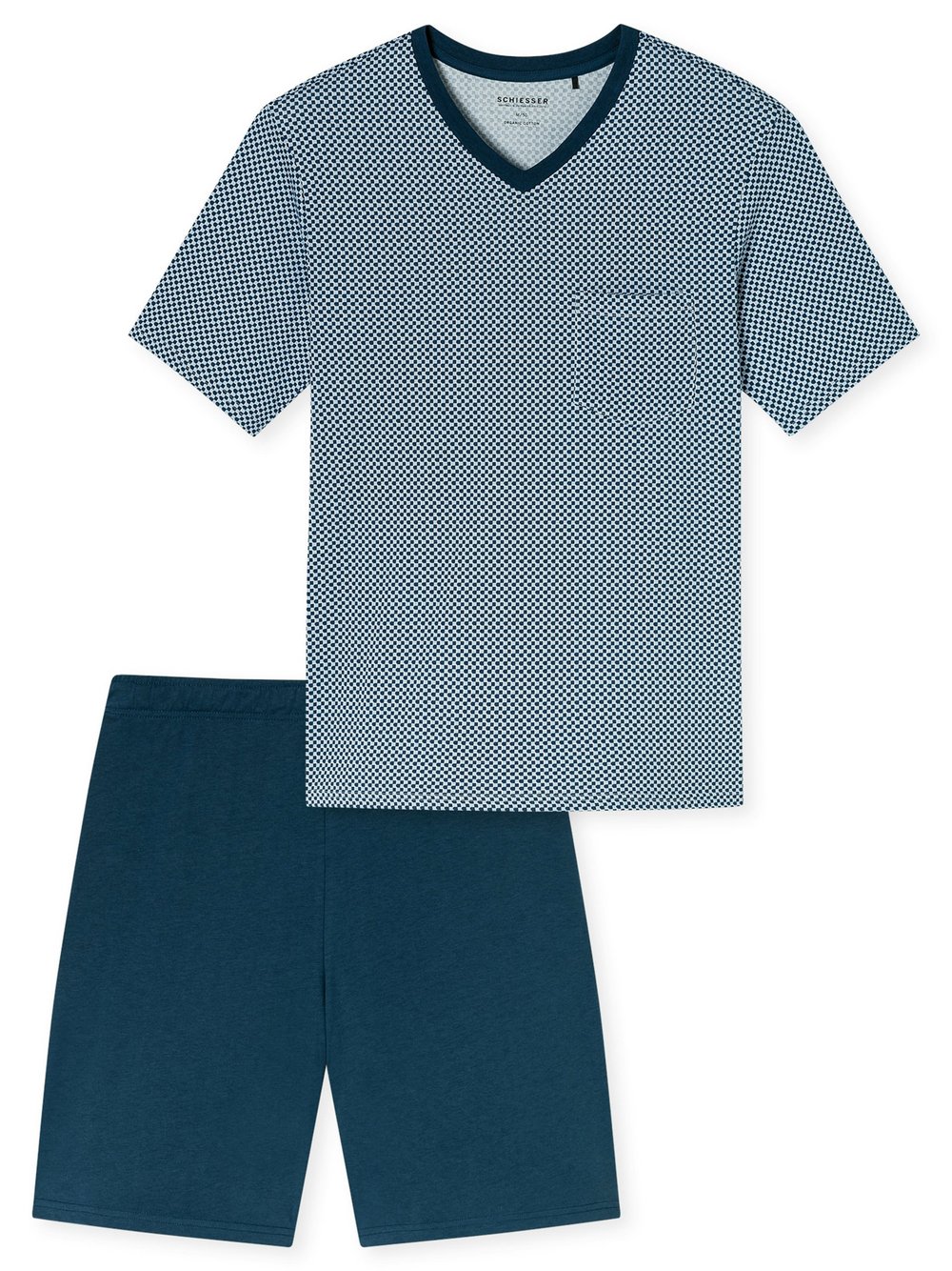 Thumbnail - Schiesser Pyjama  Herren Baumwolle blau bedruckt, 52