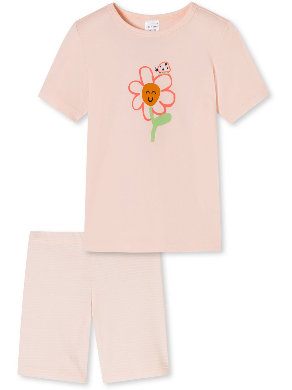 Schiesser Pyjama  Mädchen Baumwolle rosa bedruckt, 128