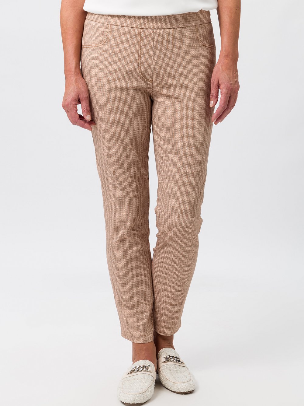 Frank Walder Schlupfhose MIA Damen Baumwolle beige gemustert, 38