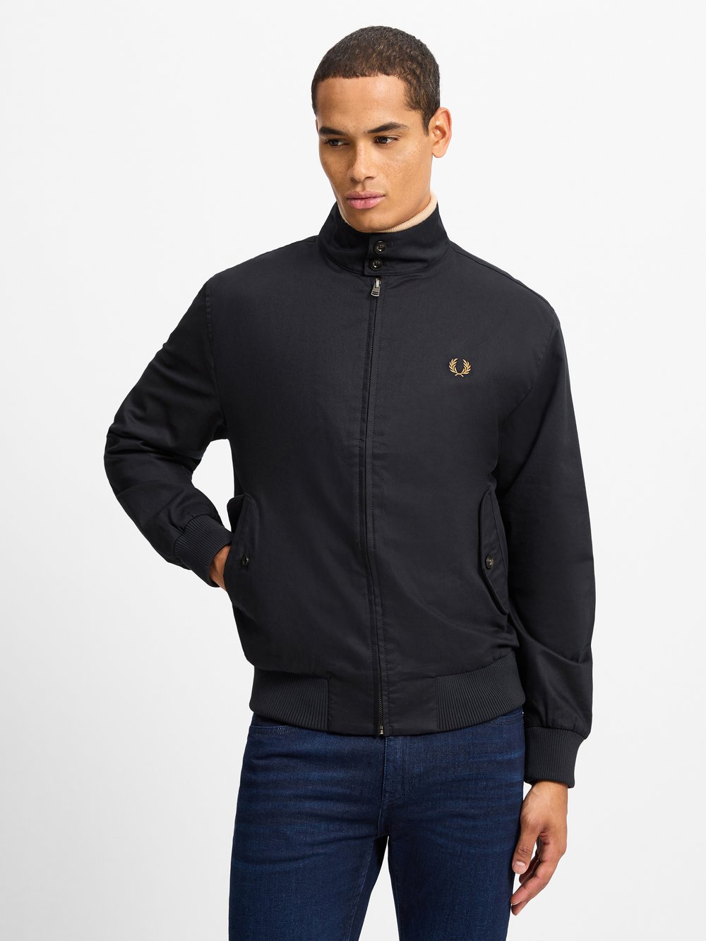 Fred Perry Blouson Herren Baumwolle schwarz, S