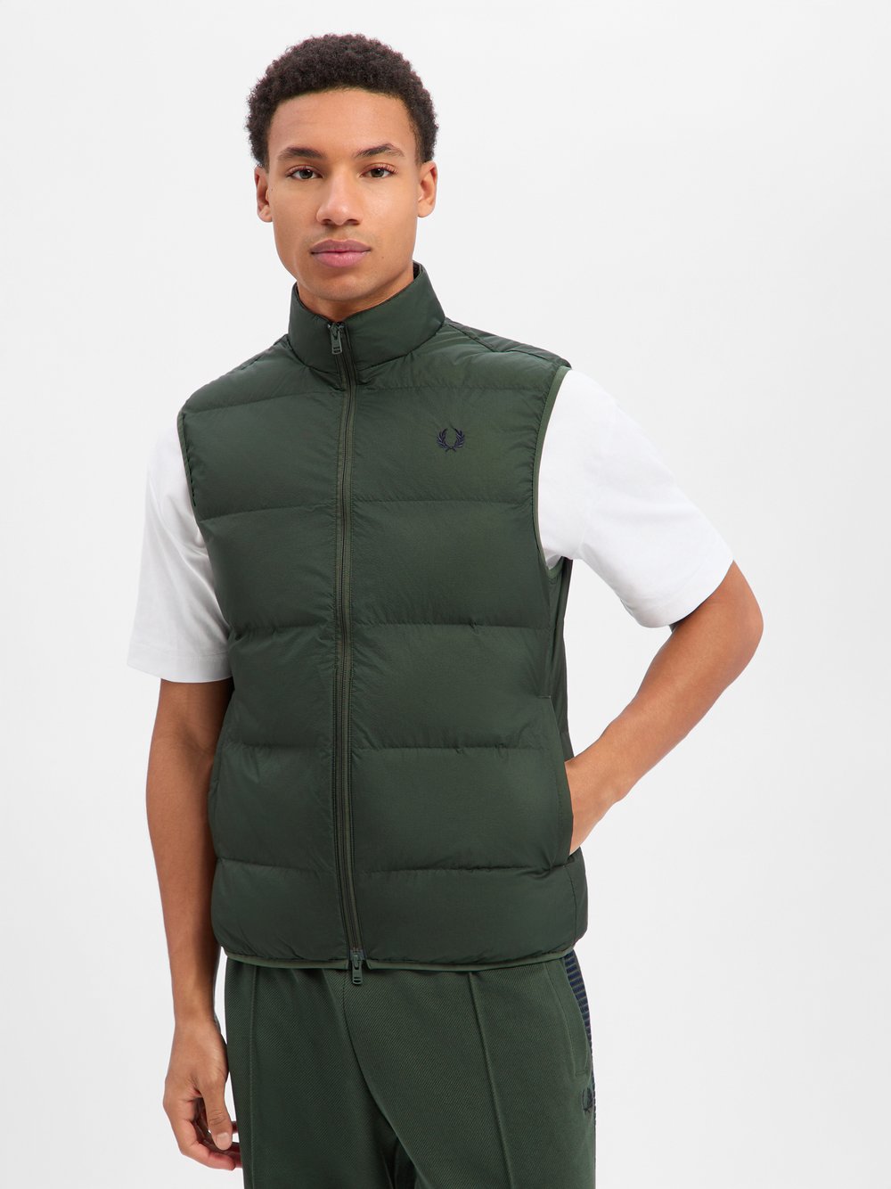 Thumbnail - Fred Perry Weste Herren Polyamid grün, L