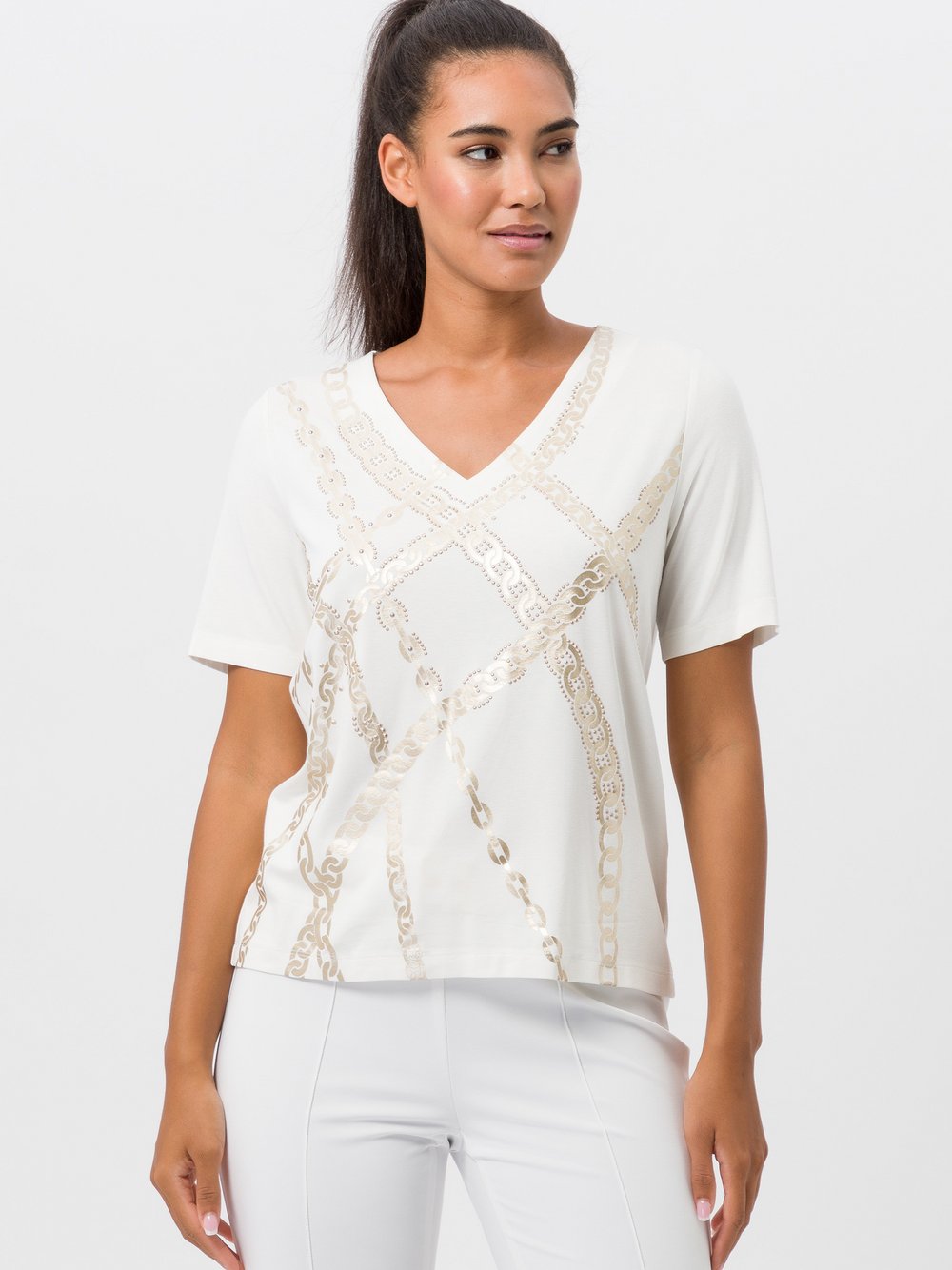 TUZZI T-Shirt Damen Viskose mehrfarbig bedruckt, 48