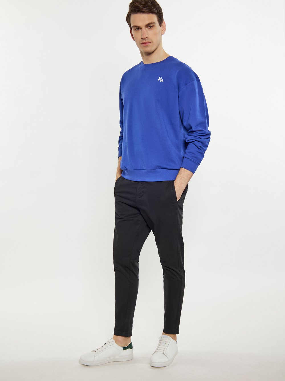 Mo Sweatshirt Herren Baumwolle blau, L