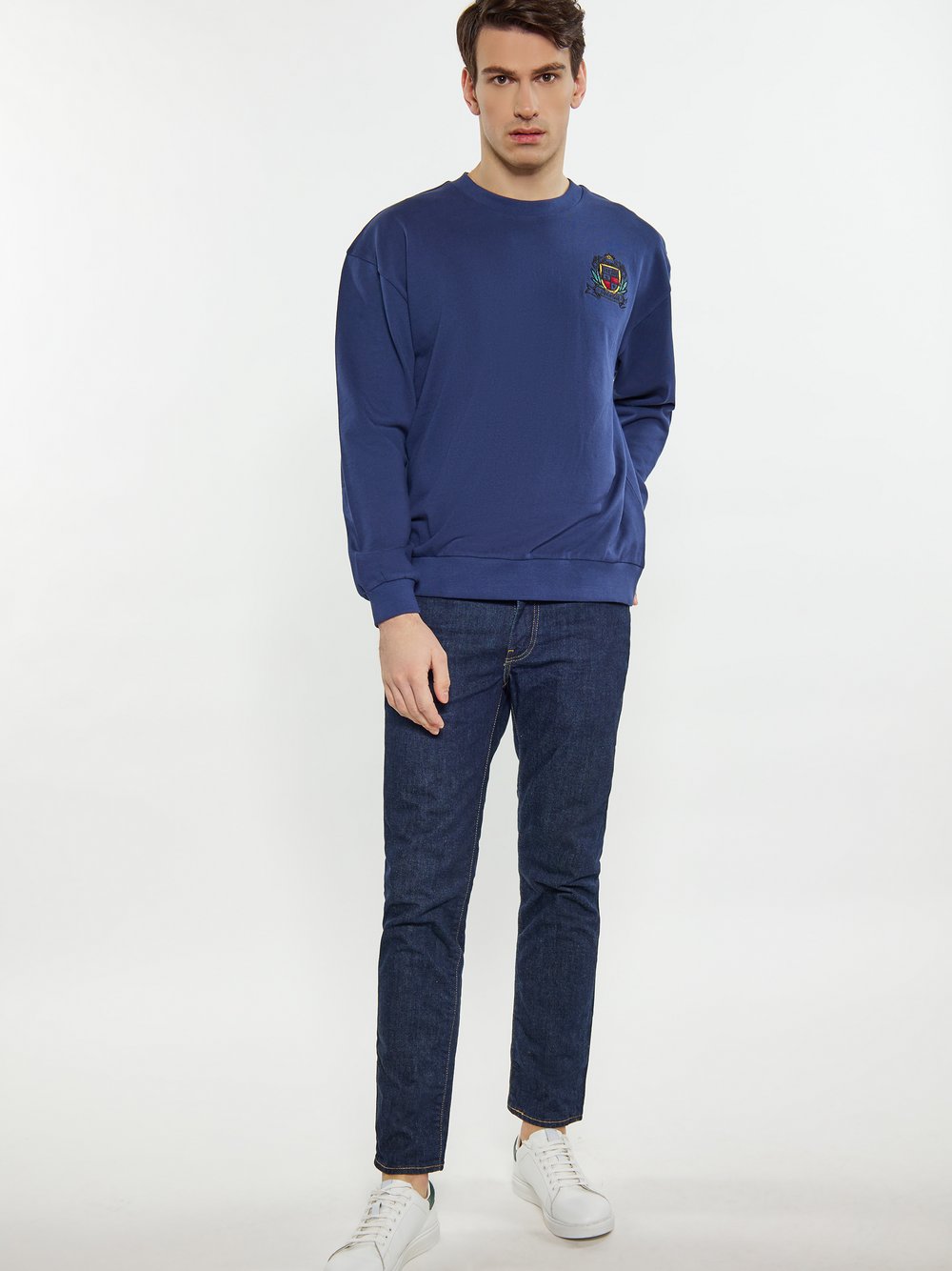 Mo Sweatshirt Herren Baumwolle blau, L