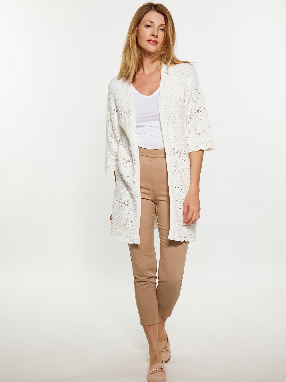 Usha Cardigan Damen Baumwolle weiß, S