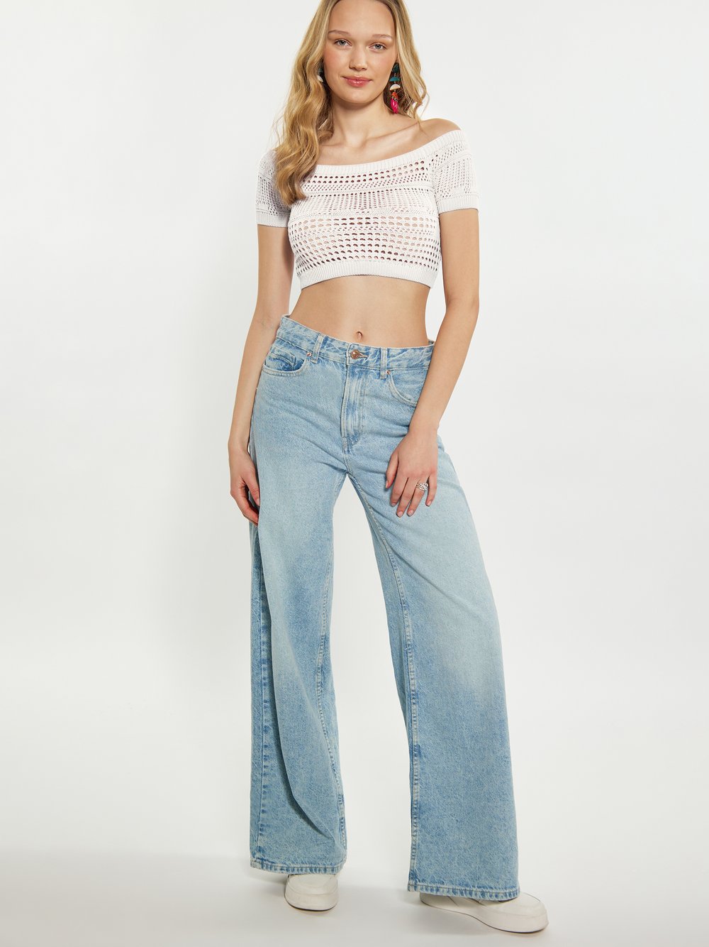 MyMo Crop-Top Damen Baumwolle weiß, L