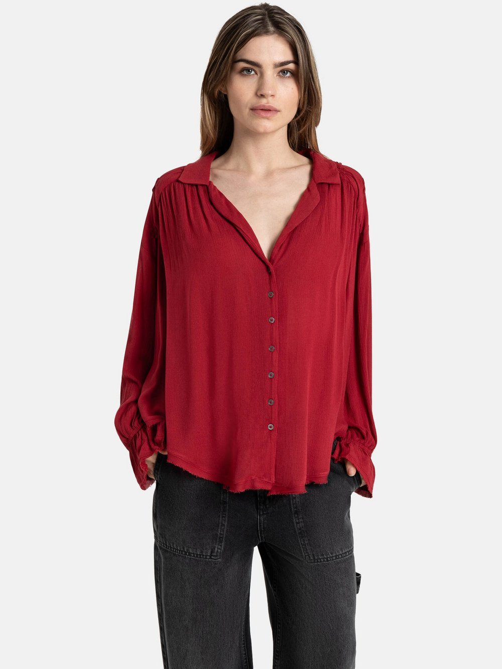 Free People Bluse Damen Viskose rot, S