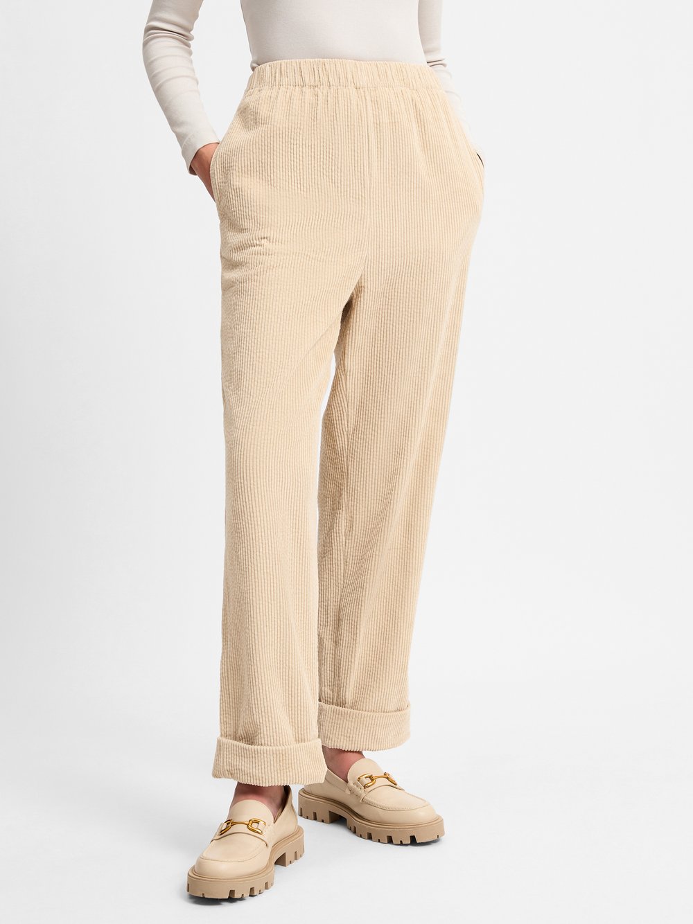 Marie Lund Stoffhose Damen Baumwolle beige, 38